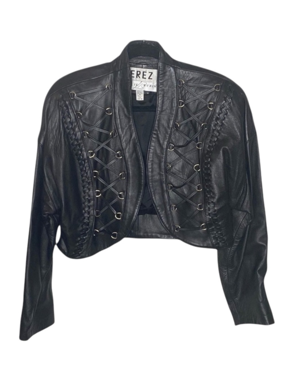 Vintage 90s: Erez x Lillie Rubin ☻︎ Whip Stitch Leather Jacket ☻︎ Gold Hardware - Picture 12 of 16